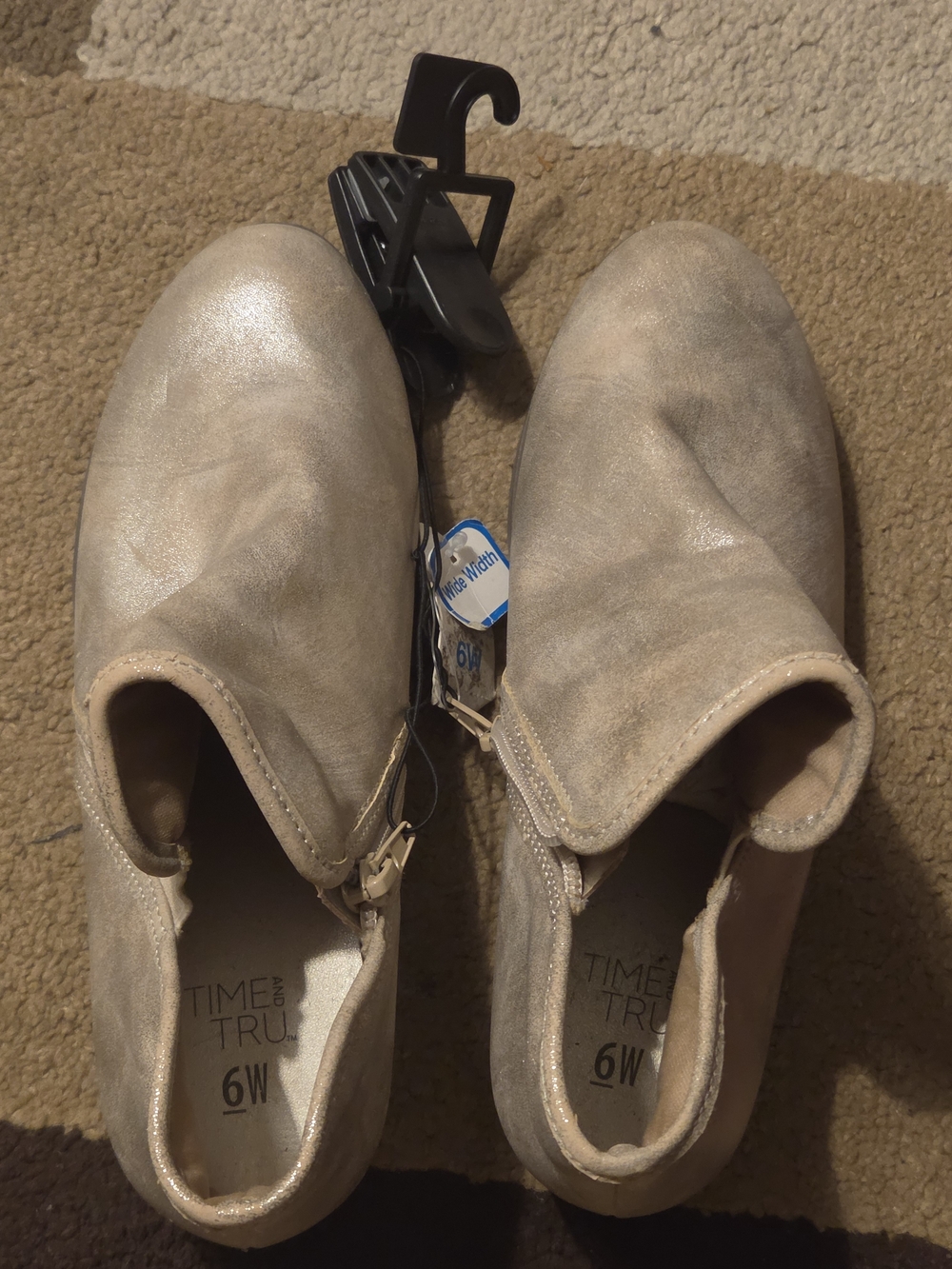Time and Tru Metallic Taupe Slip-On Clog Mules